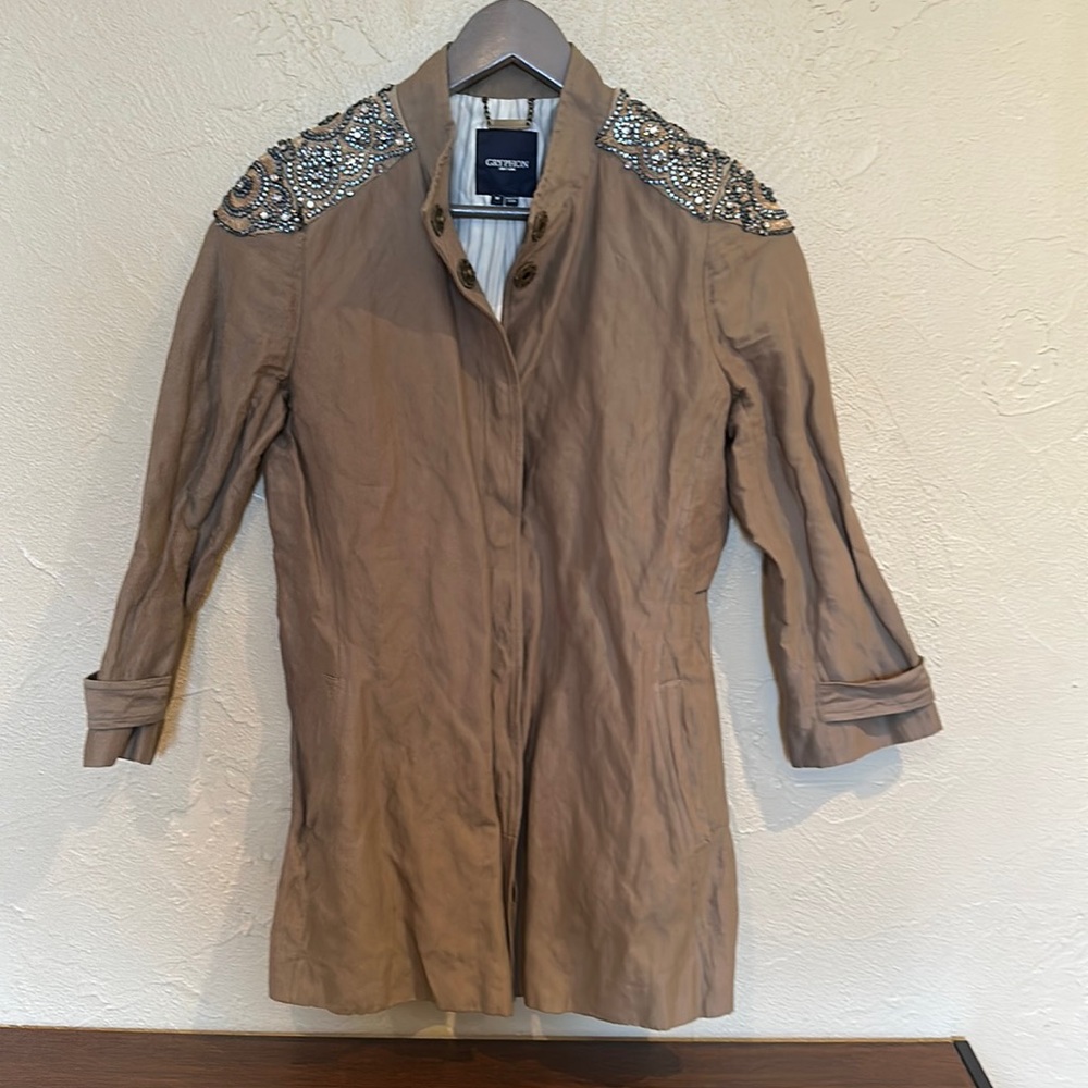 GRYPHON New York embellished crinkled linen jacket